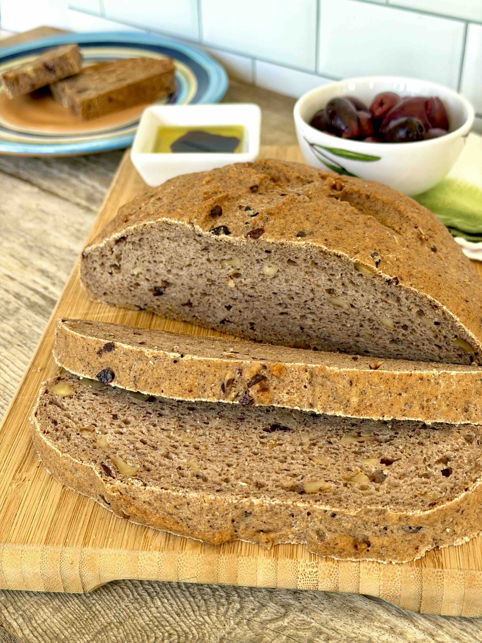 Gluten-Free Vegan Walnut Olive Bread